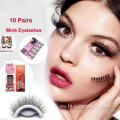 Barato Faux Mink False lashes Etiqueta privada Empaquetado de pestañas falsas 10 pares / caja